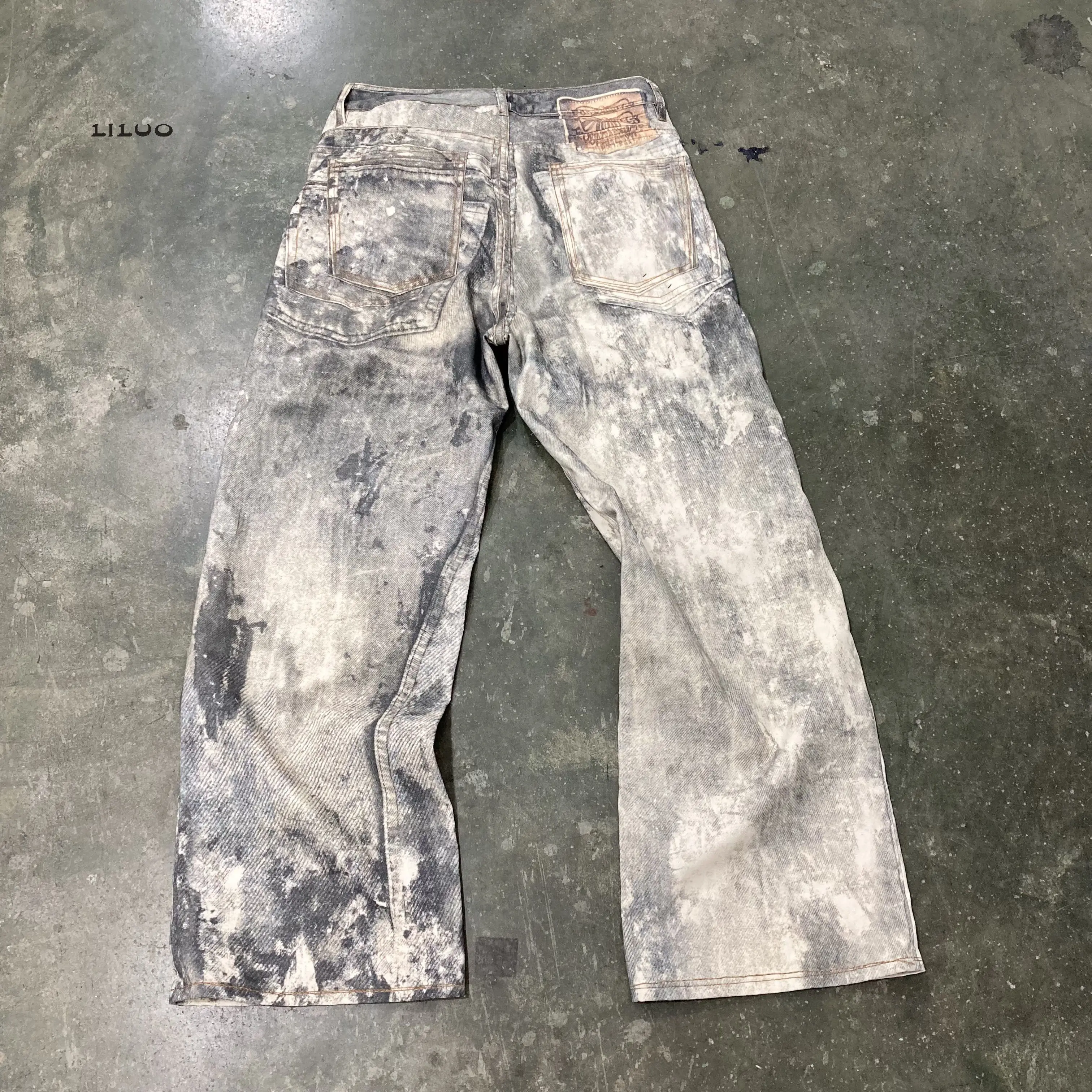 man denim Jeans Manufacturer High Waist Loose Oversized Acid Wash Vintage Wide Legged Distressed Denim Pant Baggy Jean Men