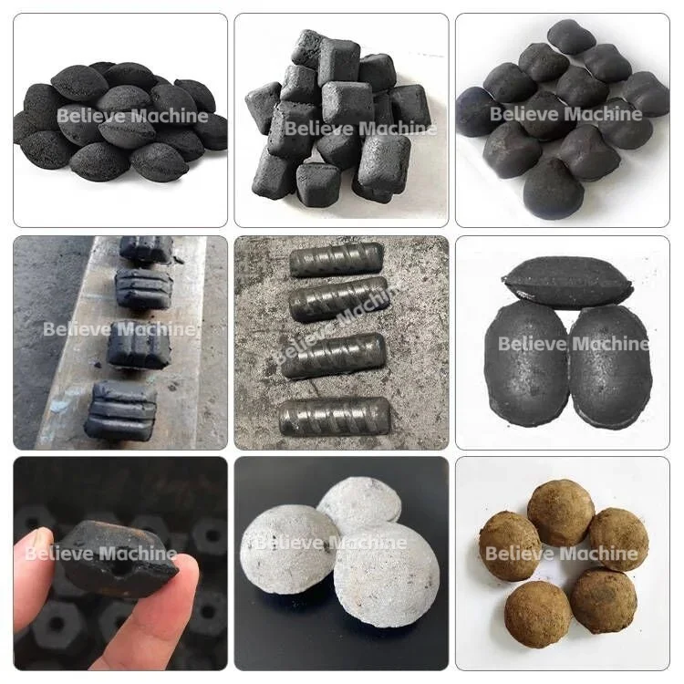 Energy saving  round pillow elliptical shape mini charcoal briquette machine complete set charcoal briquette making machine