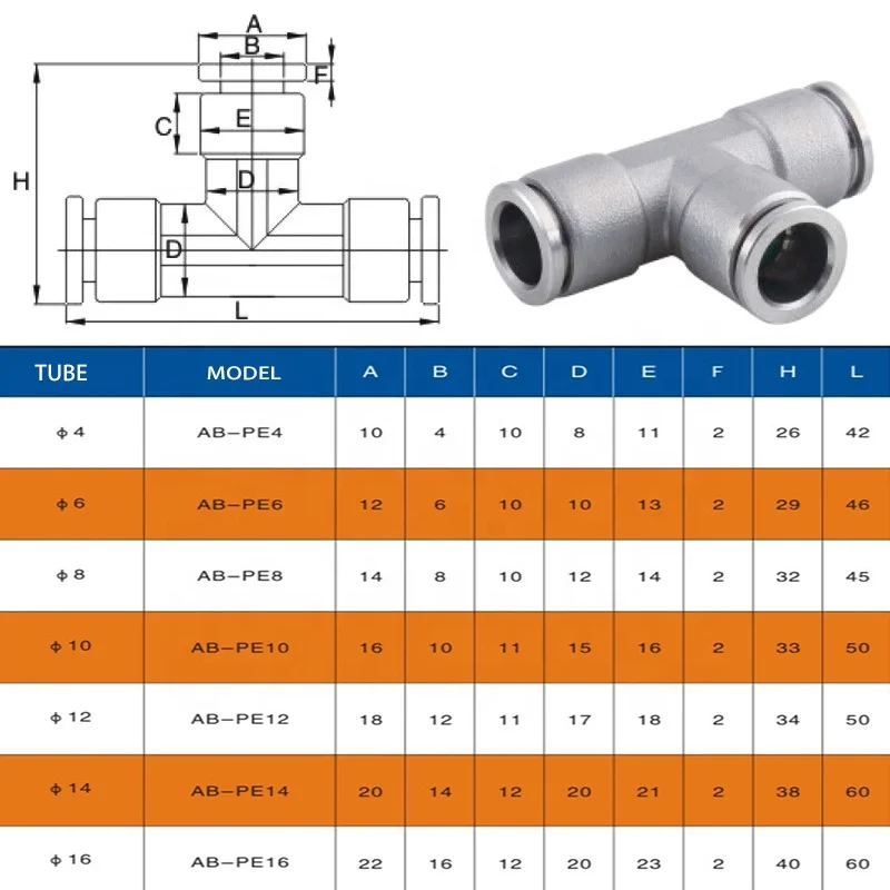 Tee union Y stainless steel push to connect fittings air line fittings 3 way for 4mm tube