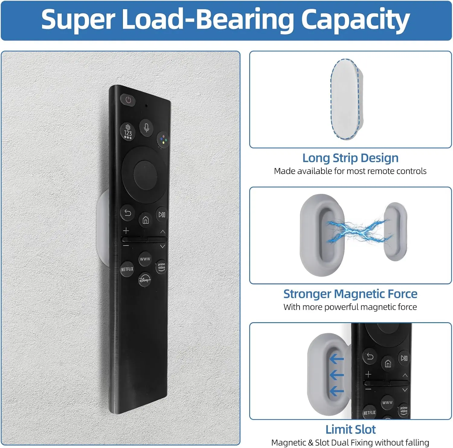 Magnetic Remote Control Holder Wall Mount Self-Adhesive Remote Control Organizers Storage for Air Conditioner and Charger Holder
