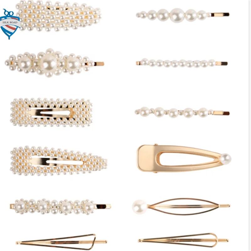 Newest Design Luxury Imitations Pearl Hair Clips Round Shape Square Shape Triangle Shape Star Pearl Hairpin Hair Clips
