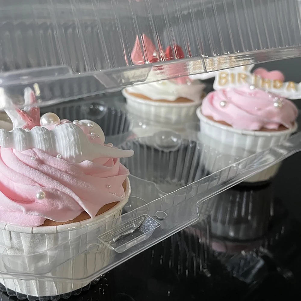 High quality custom cupcake container for bakery disposable plastic cupcake clear box take away 6 pack cupcake packaging
