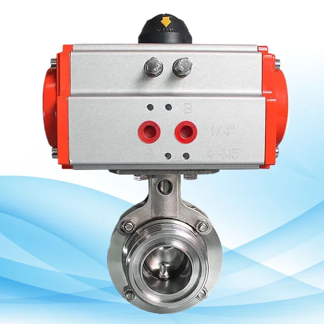 Sanitary Stainless Steel Inox Welded Pneumatic Butterfly Valve With Limit Switch