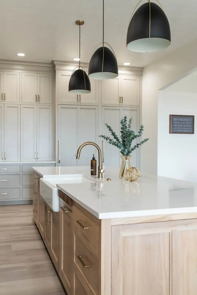 CBMmart Gray Gloss L Shaped Modern with Island Kitchen Sink Kitchen Cabinet Set Modular Price Modern Indoor Kitchen Cabinets