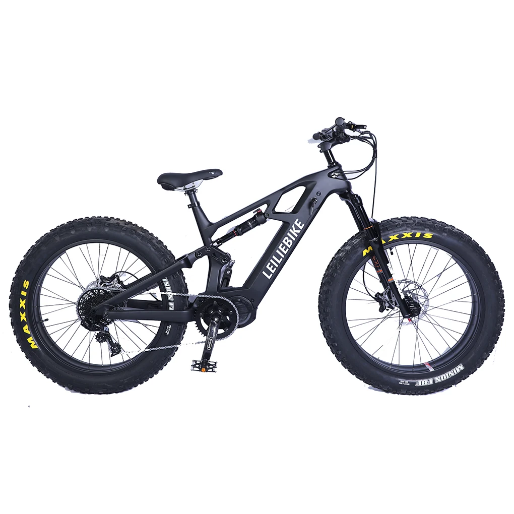 48V 1000W Bafang M620 MID Motor Snow Fat Tyre Ebike 26 Inch Off Road Electric Dirt Bike Carbon Fiber Full Suspension E Bicycle