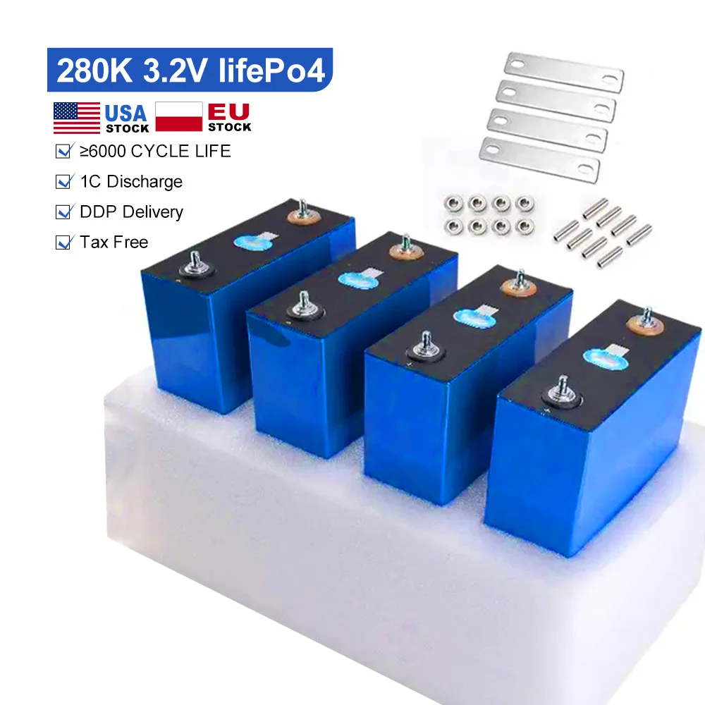 USA EU stock Deligreen 8000 Cycle 280Ah Lifepo4 Battery No Daily Maintenance 3.2V 15kw Lithium iron phosphate Rechargeable Cell