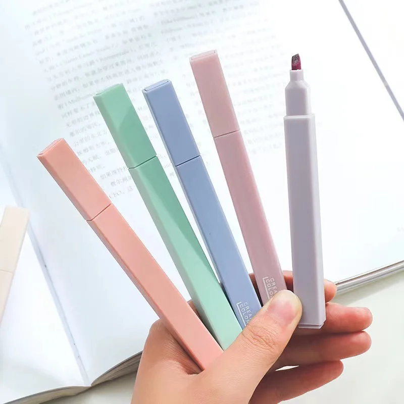 Factory custom 6 12 pcs bible pastel aesthetic highlighter pen set non-toxic no bleed square marker for bible