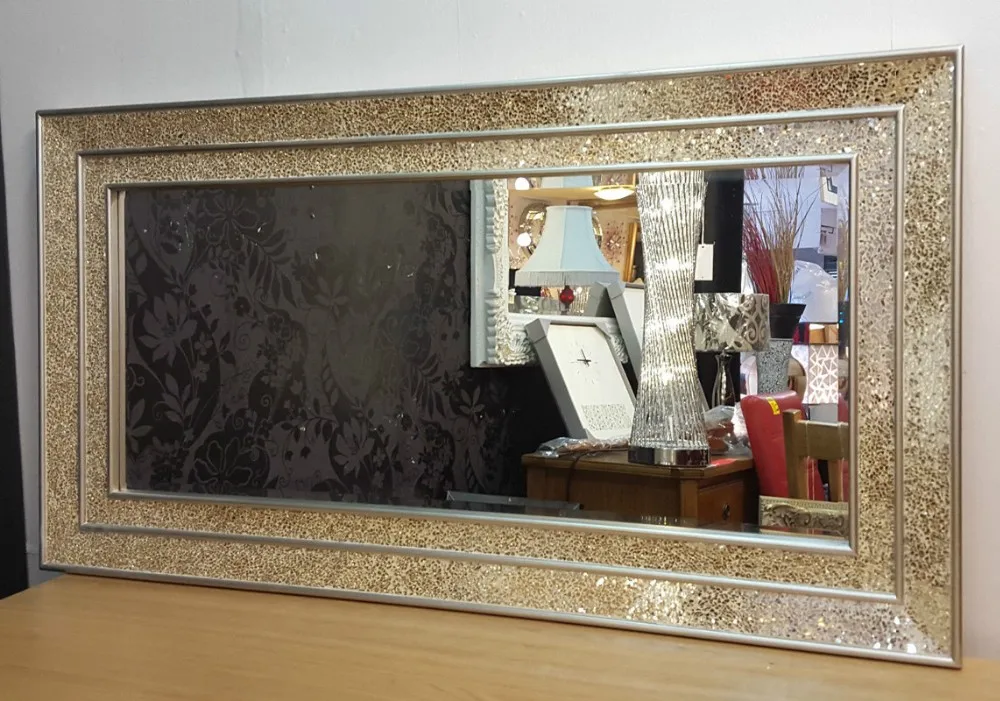 Wholesale High Quality Customized classical Shiny Crackle Mosaic gilding Frame Mirror Wall Decor Mirrors