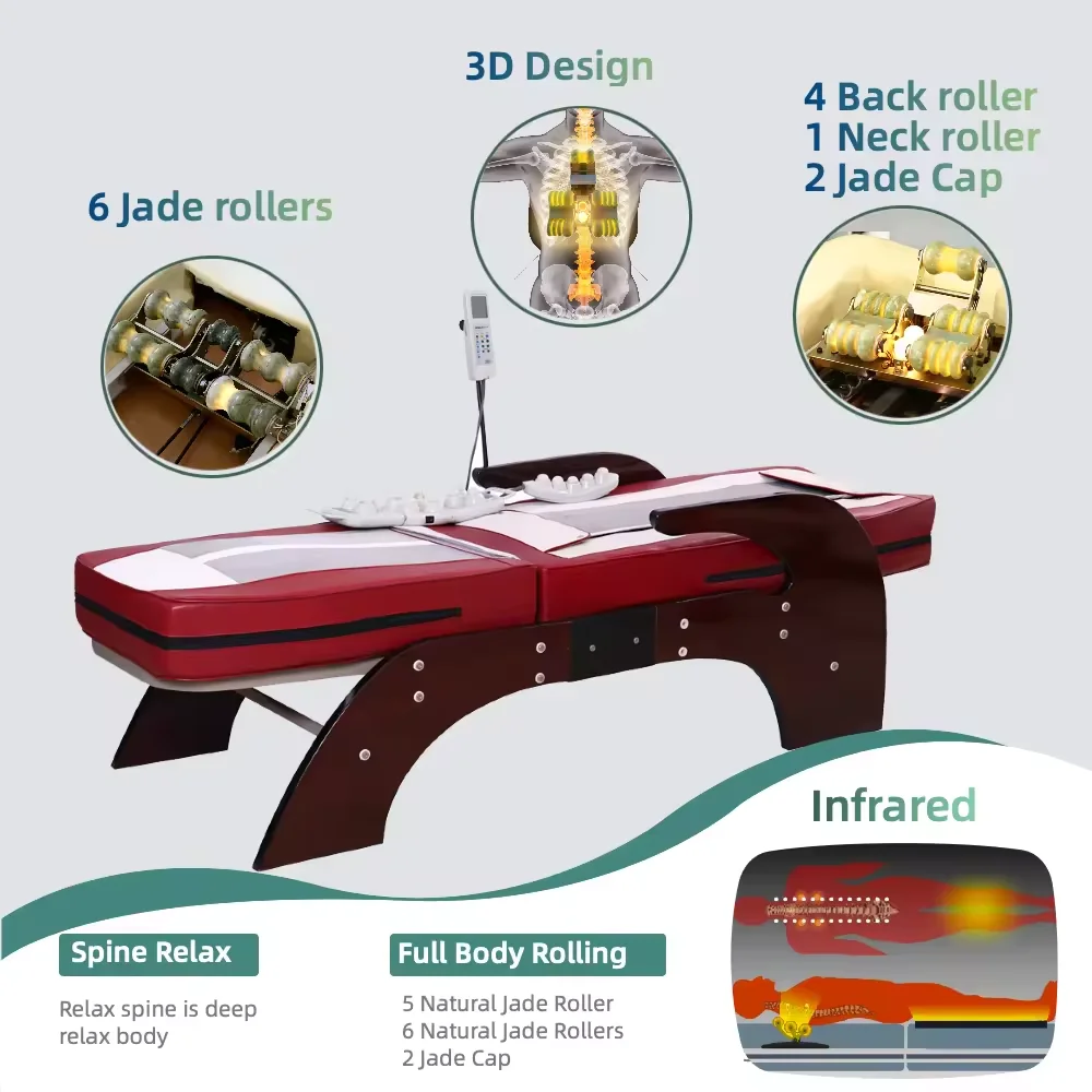 Nugar Best N4 Bed Electric Japan Thai Cheap Price Modern Full Back Whole Body Thermal Jade Roller Massage Table Bed