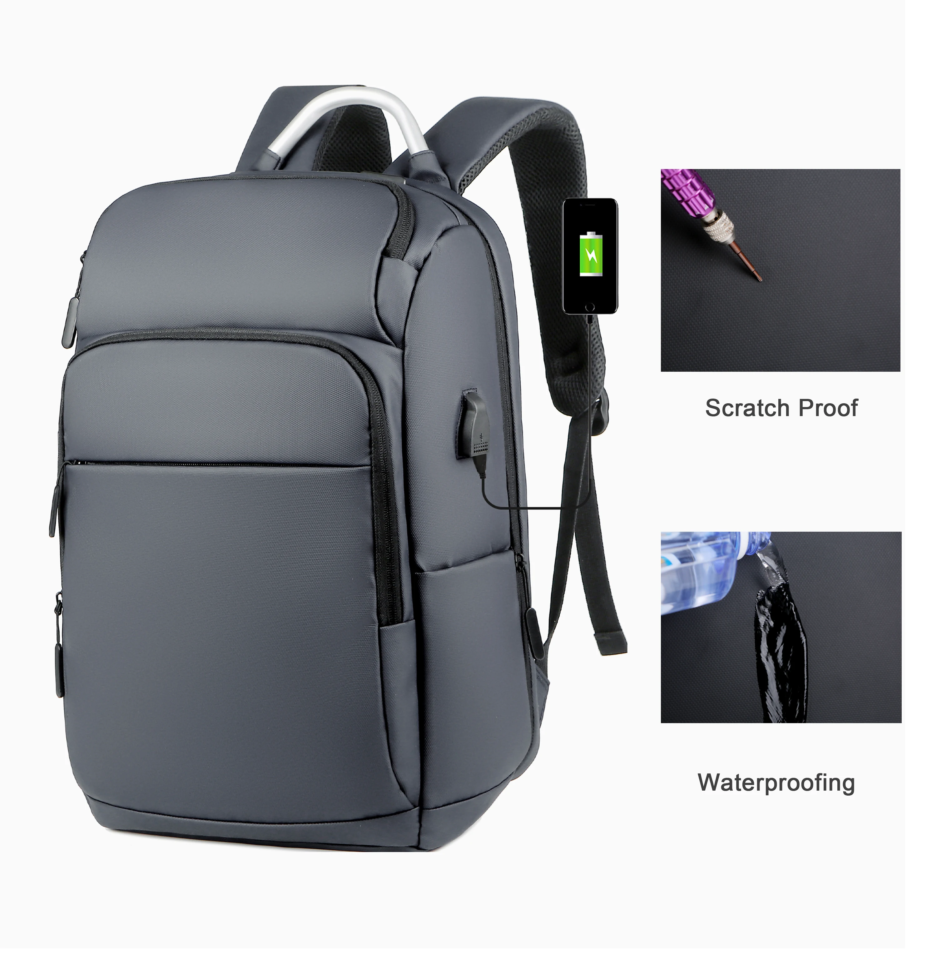 Hot Sale Large Capacity Waterproof Backpack Office Computer Bag Nylon Laptop Backpacks With USB School Bags For Men