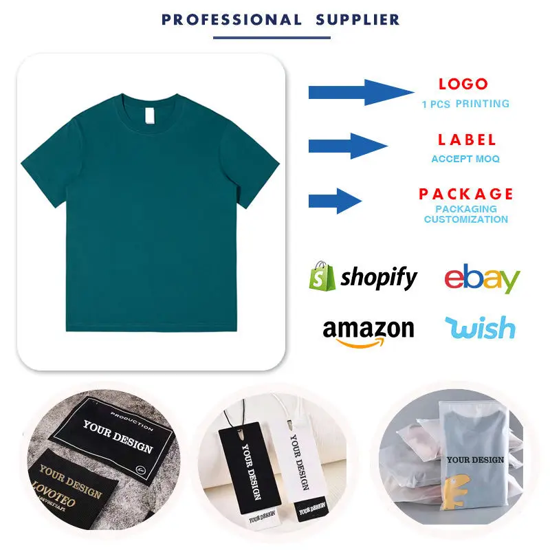 OEM Service Custom Logo Tags Summer 200GSM 100%Cotton tee high quality drop shoulder pour hommes t shirt