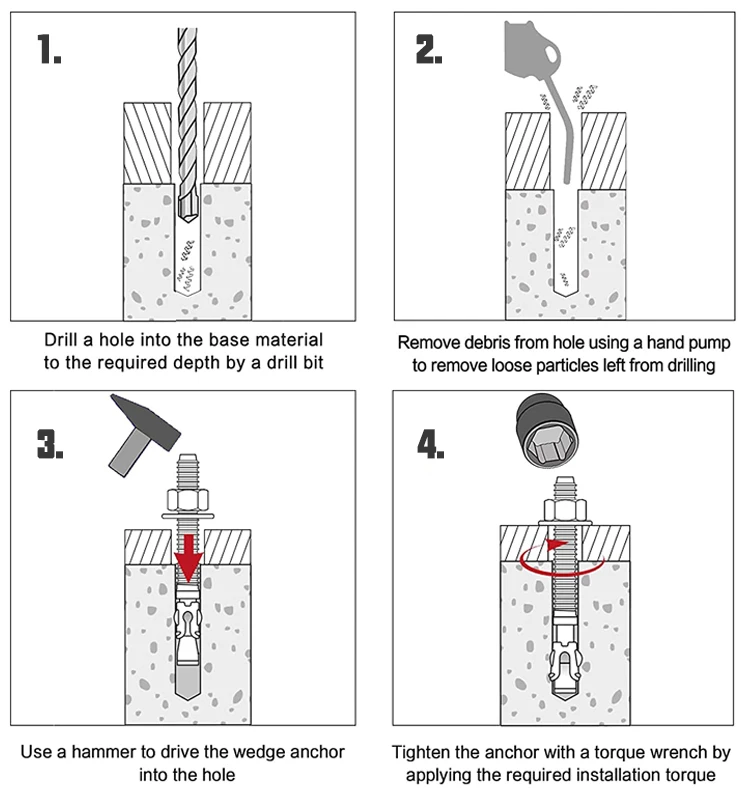 ss304 stainless steel concrete expansion wedge anchor bolts nuts harware fasteners price gi galvanized screws m8 m10 m12 m14 m20 m24 foundation l j hook drop in anchors sleeve through bolt manufacturer