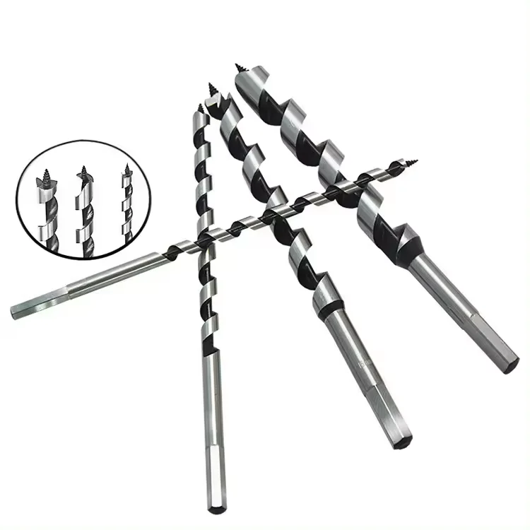 High Carbon Steel 25mm Hex Wood Auger Drill Bit Deep Boring Center Woodworking Drill Bit Black Oxide Finish Customizable OEM