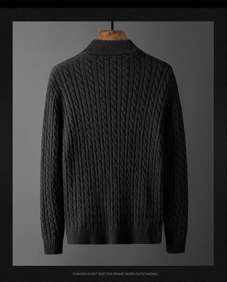 Men Winter Fall Knitted Sweater Coat Cardigan Sweaters Zip Cable Cardigan Jacket