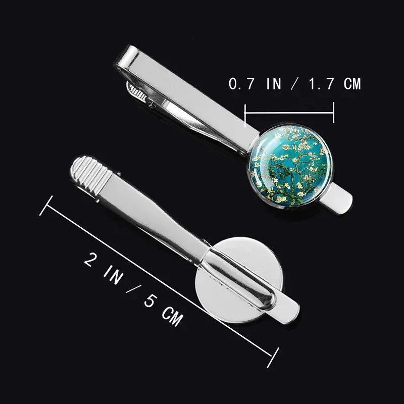 Men Fashion Van Gogh Starry Night Sunflowers Tie Clips Personality Name Letters Jewelry Men Necktie Clip Pin Suit Accessories