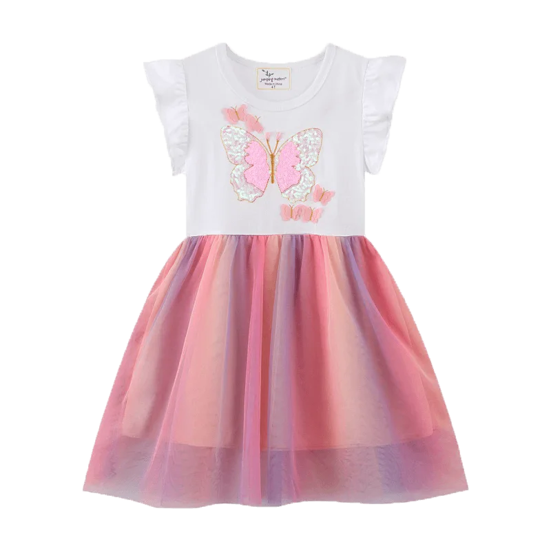 2022 Fashion Cute Korean Stylish Cotton 3D Flower Applique Baby Collar Pink Little Girls Clothes Dress For Kids Summer