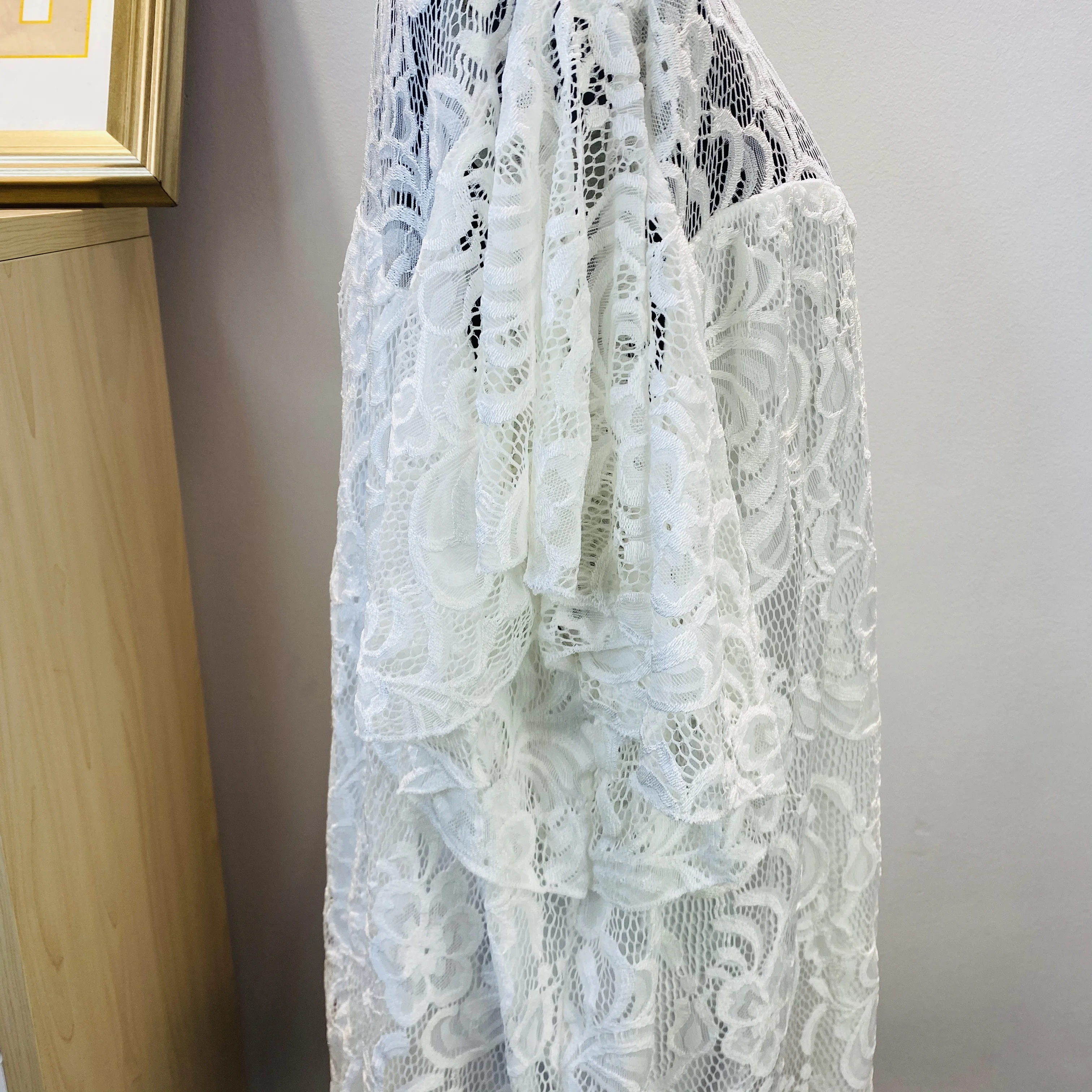 
Women Casual Flutter sleeve Flower Lace Plus size Blouse 