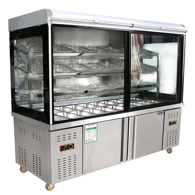 Malatang glass display fridge refrigerated display cooler fruit salad display freezer