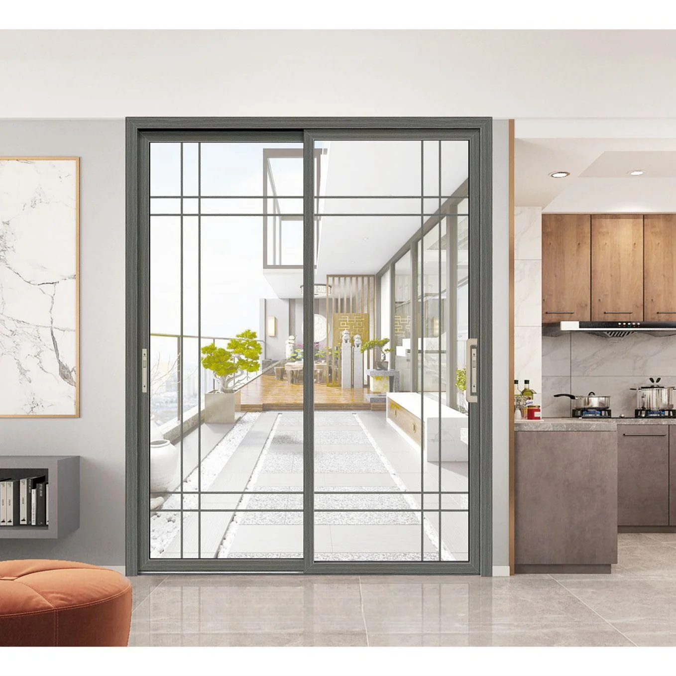 Sliding Door Florida Miami-Dade Approved Hurricane Impact Thermal Break Double Large Glass Aluminum Sliding Doors Sliding Doors