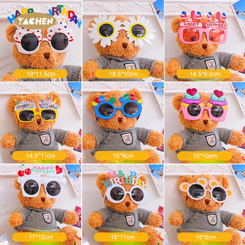 YAachen Cupcake Birthday Party Glasses Adult Children Cute Funny Photo Creative Alphabet Cake Decoration Plastic Glasses