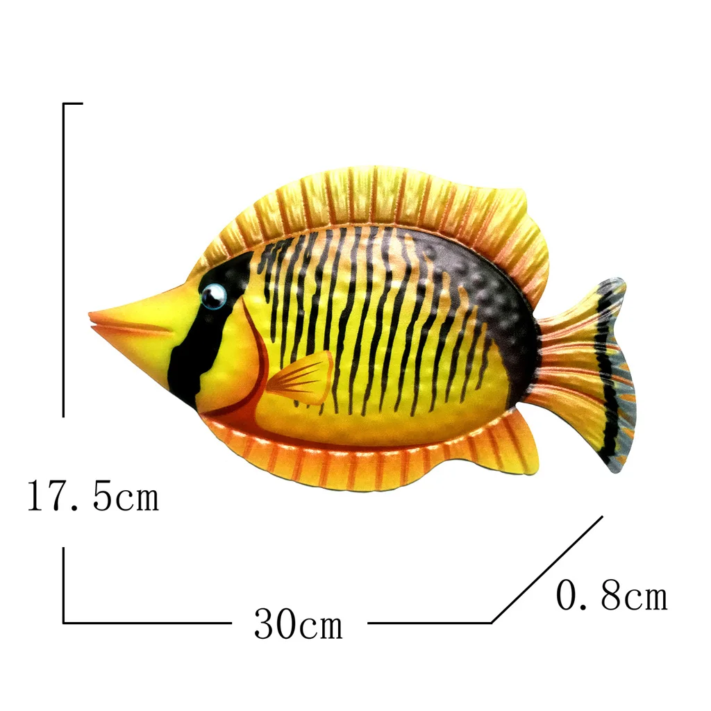 Metal Fish Art Wall Decor Coastal Ocean Sea Hanging Decorations Garden Pool Decor Set of 4 Colorful