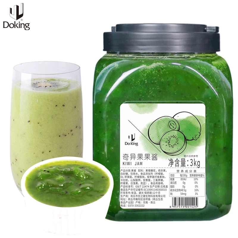Doking wholesale 3KG high content of kiwi flavors large granules real fruit jam bubble tea ingredients