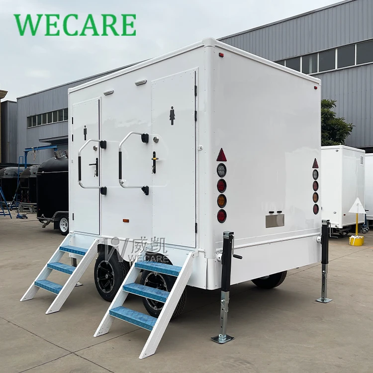 Wecare mobile luxury mobile camping restroom toilet portable bathroom wc trailer shower and toilet