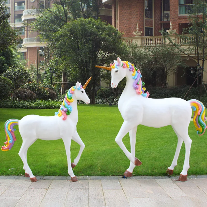 Карусель для катания лошади скульптура единорога/полимерная статуя единорога в натуральную величину/статуя из стекловолокна Сказочная