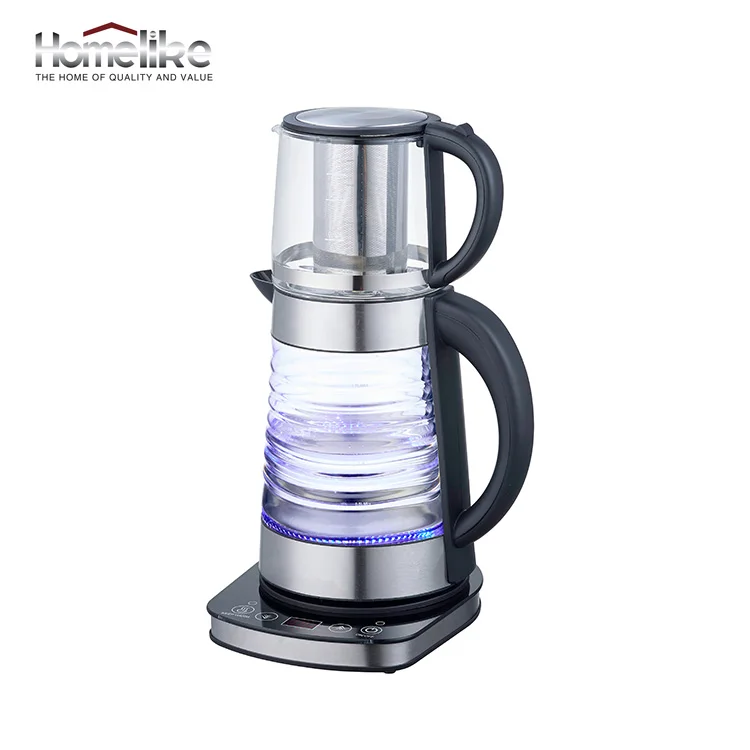 Hot Selling Appliances 1.7L Glass Tea Kettle with Tea Pot Electric Turkish Samovar Tea Maker for Kitchen