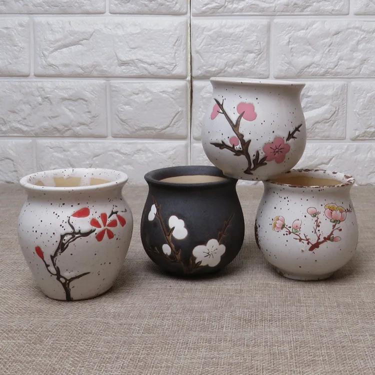 2021 new creative small ceramic thumb succulent flower pot mini Korean hand-painted flowerpot wholesale pottery planter