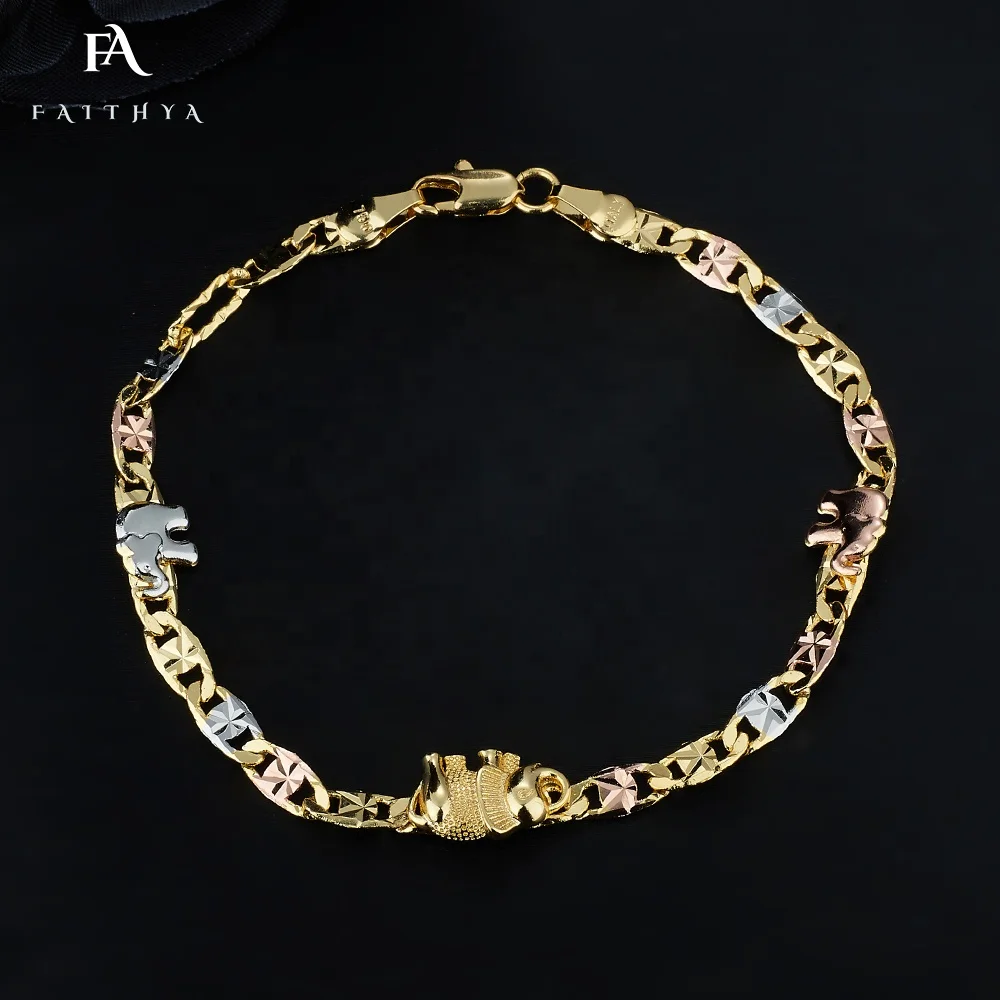 FB0086 Lovely Fine Jewelry Tricolor Electroplated Gold Animal Bracelet Turtle Butterfly Elephant Owl Bracelet For Woman