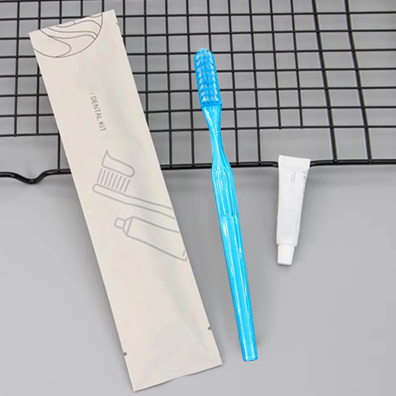 Disposable plastic prepaste toothbrush set with liquid toothpaste
