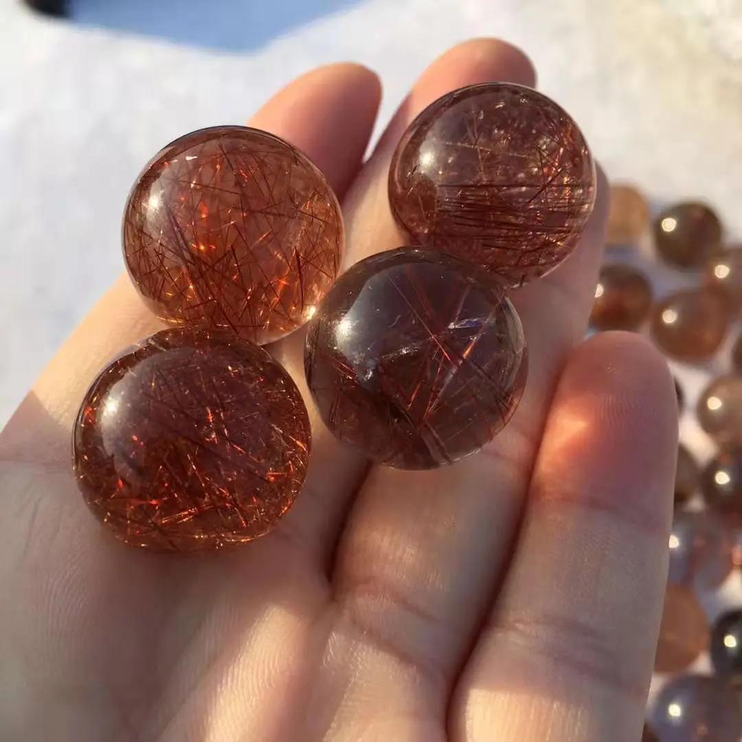 Wholesale natural crystal quartz hair crystal ball copper rutile quartz ball for gifts