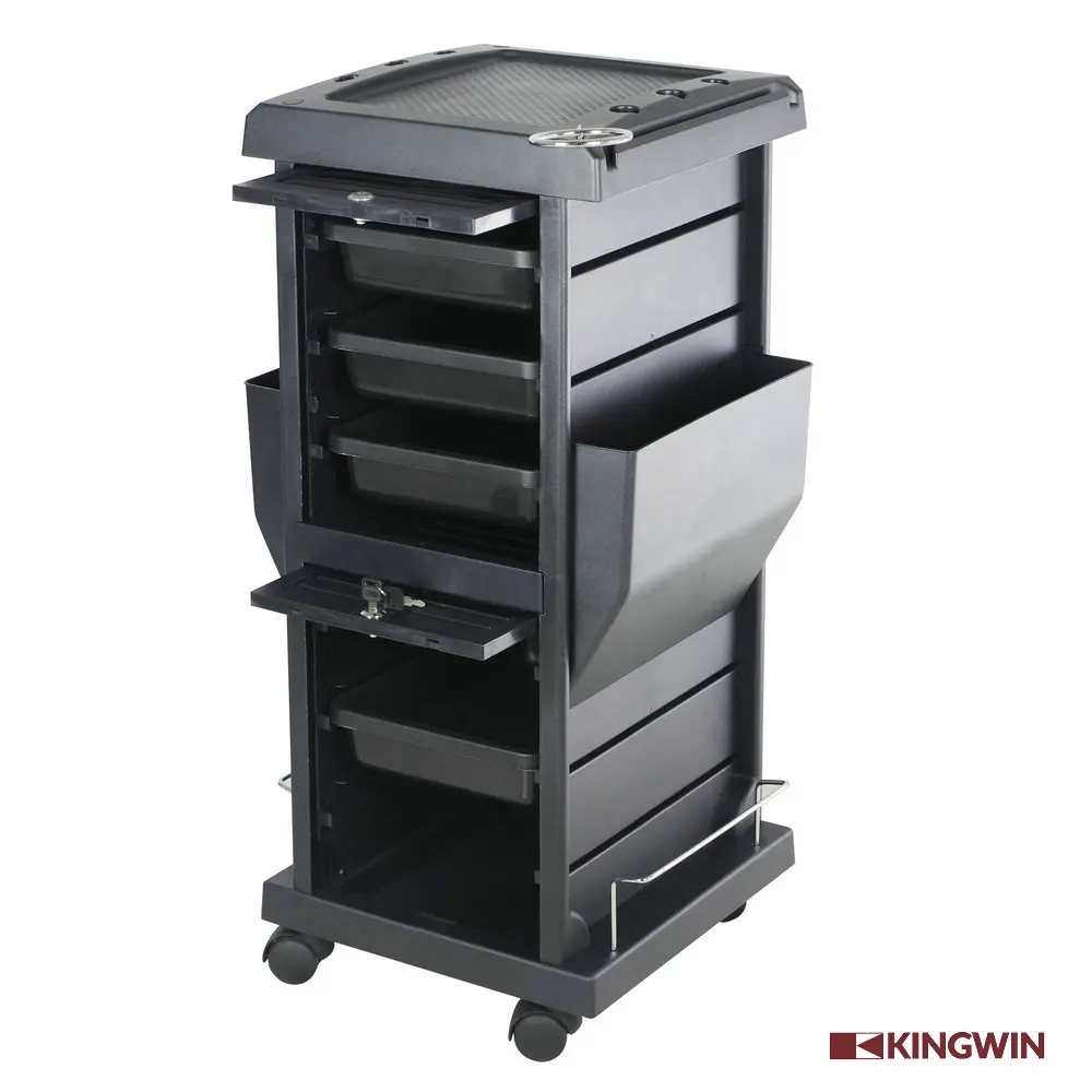 Kingwin Black Lockable Hair Salon Trolley