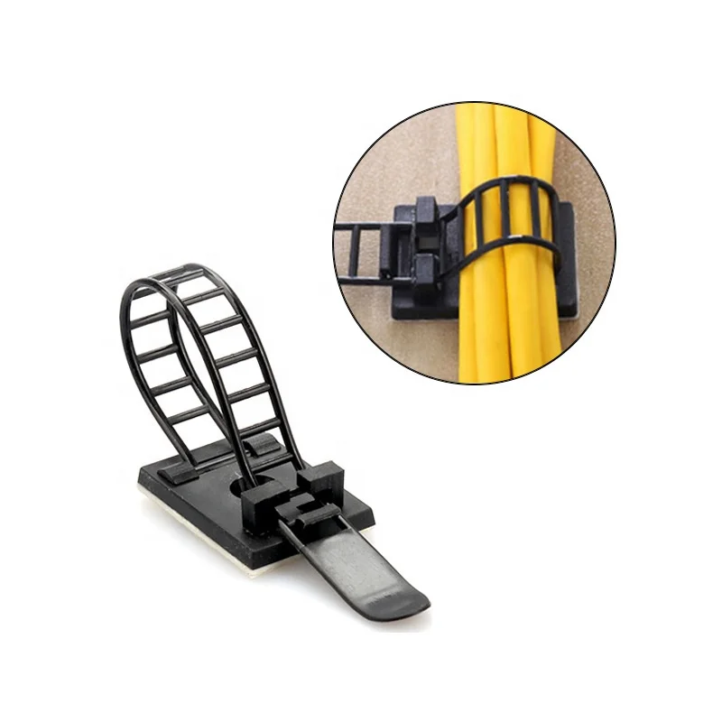 Elehk Various Sizes Adjustable Adjustable Mount Cable Clips Holder Organizer Wire Clamp Holder White Black