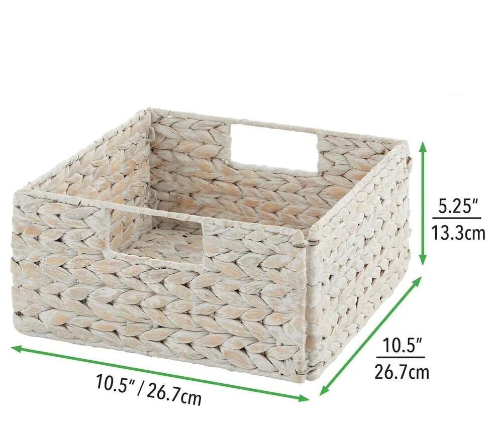 Экологичные Горячие Оптовые корзины для хранения водяного гиацинта прямоугольные плетеные корзины с ручками для организации контейнеров
