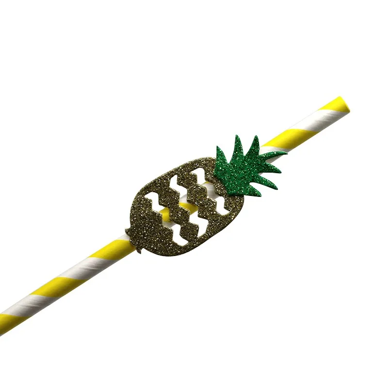 Party Decoration Paper Drinking Straws Flexible Pineapple Paper Straws