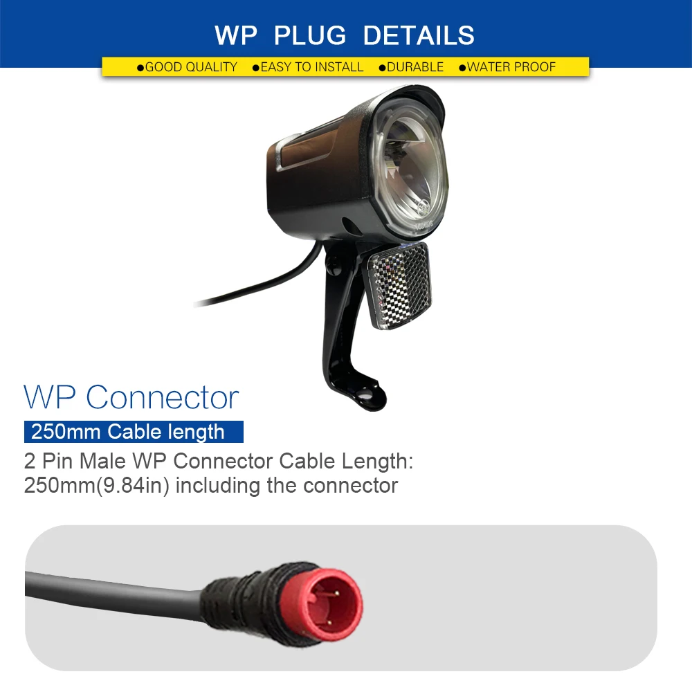 62V 72V Bicycle Head Light 2pin Waterproof SM Connector Cycling LED Safety Warning Lamp Electric Bike Light