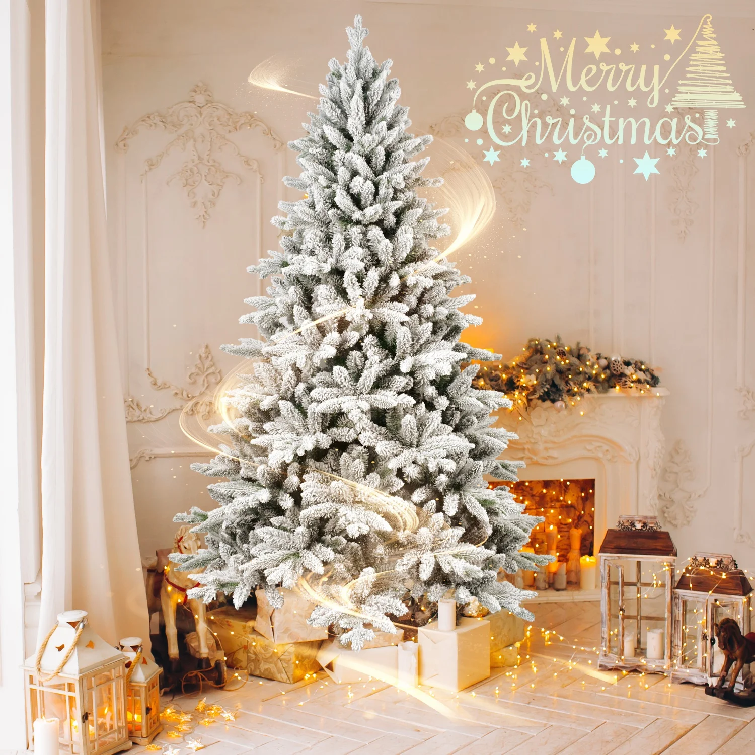 4ft/5ft/6ft/7ft Artificial felt snow-covered christmas tree set for Christmas