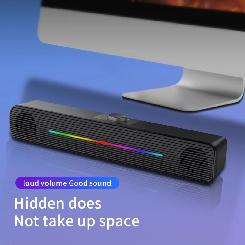 USB Powered Wired PC Gaming Speaker RGB Computer Sound Bar Desktop Speaker