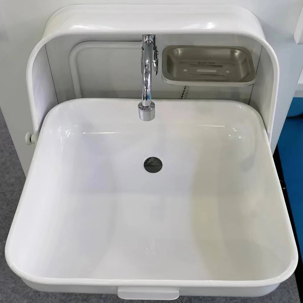 White color stainless steel folding wash basin for yacht boat train public toilet hospital school outdoor facility GR-595W