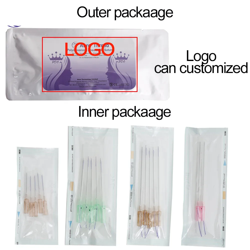 Cosmetic surgery face and neck thread lift fios pdo material natural collagen mono 30g 25mm sharp needle