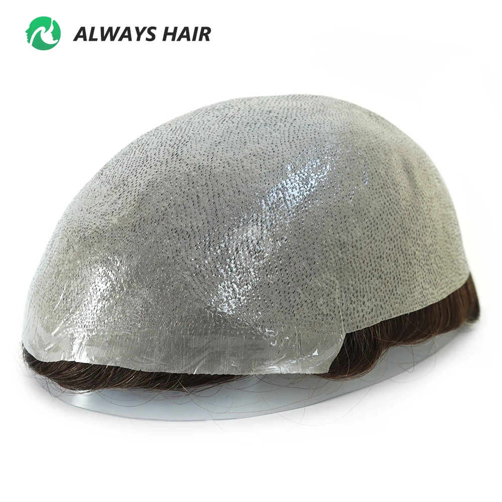 Front V Toupee For Man Human Hair Qingdao Invisible Thin Skin PU India Hair Men Wig