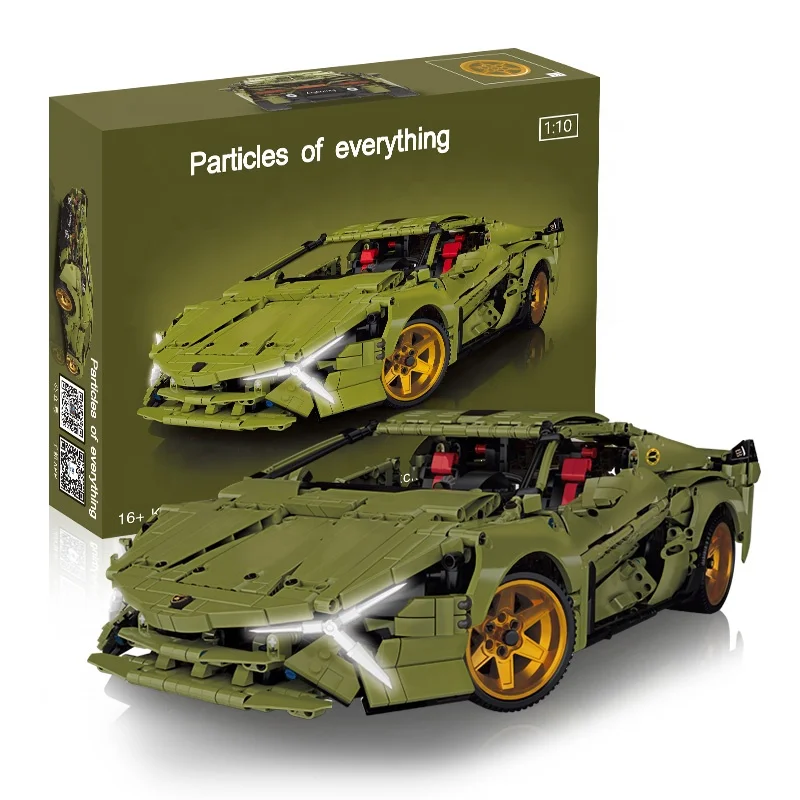 Green Sports Car Model 2375 PCS Building Block Programming Remote Control 1:10 Scale Sports Car Model Toys