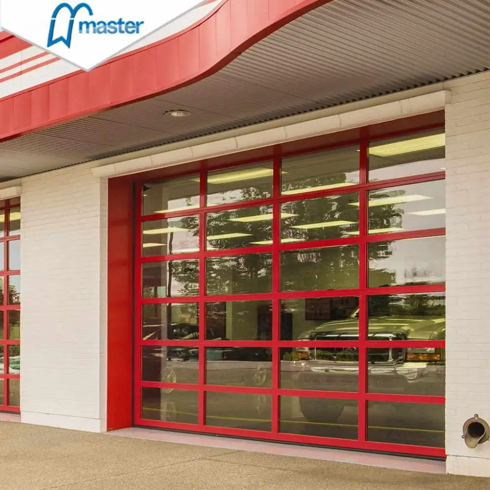 Luxury Modern Full View Tempered Transparent Glass 8X7 Single Clear Glass Aluminum Garage Door With Motor