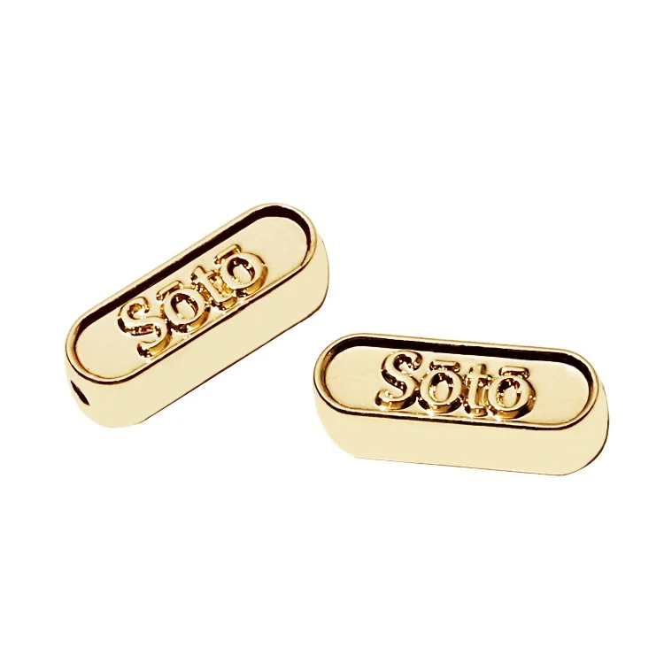 Zinc alloy clothing decorative end stopper manufacturer custom embossed logo metal drawstring rope cord for swimwear accessory