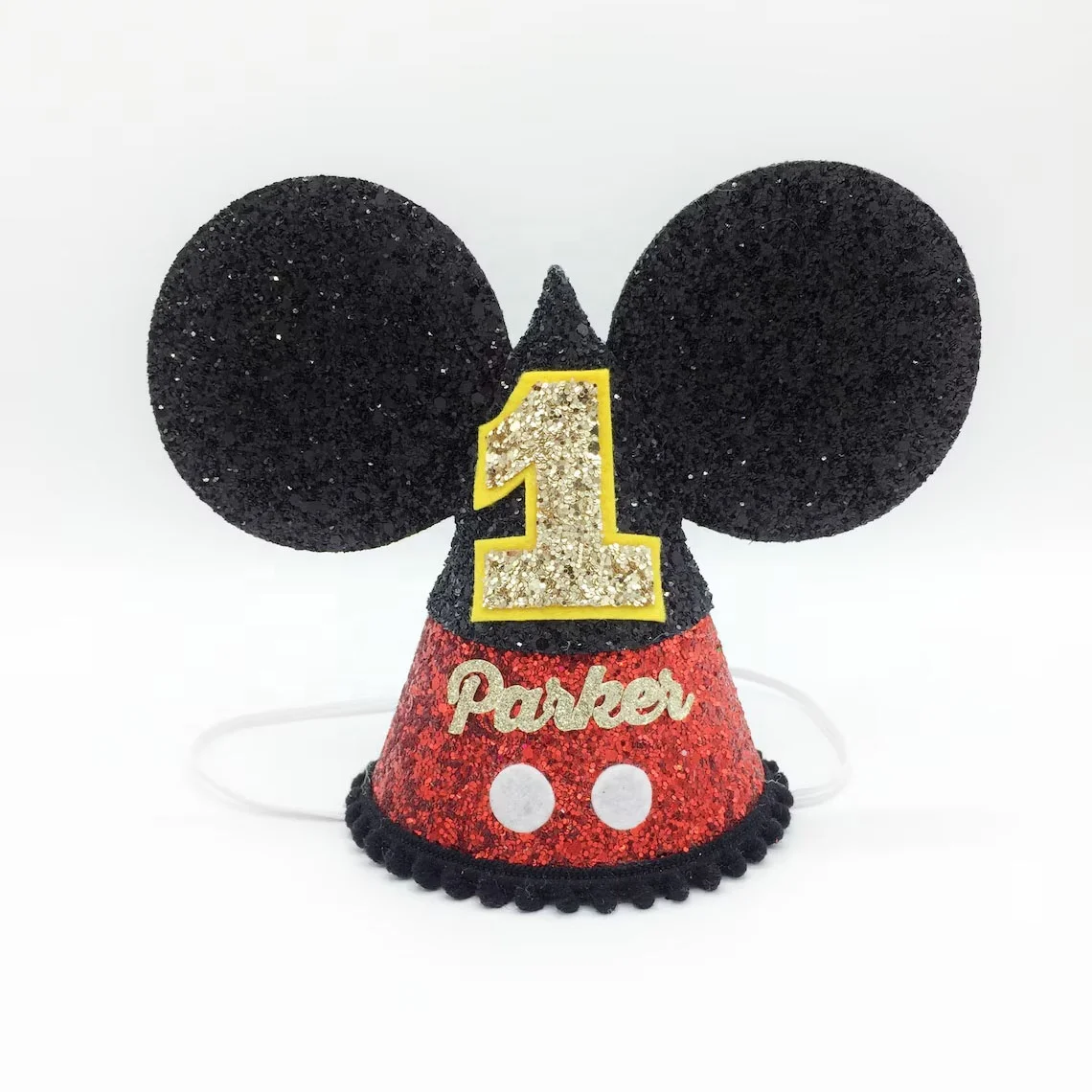 1st 3rd Birthday Hat Glitter Boy Girl Outfit Baby Third Birthday Decor Party Hats Suppliers Micky Ear Headband