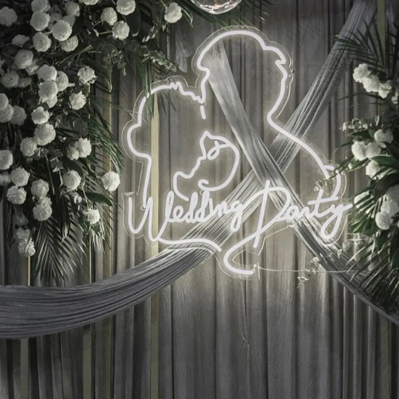 Acrylic Glowing Lights Wedding Couple Silhouette Couple Glowing Avatar Acrylic Neon Lights Wedding Background Decoration
