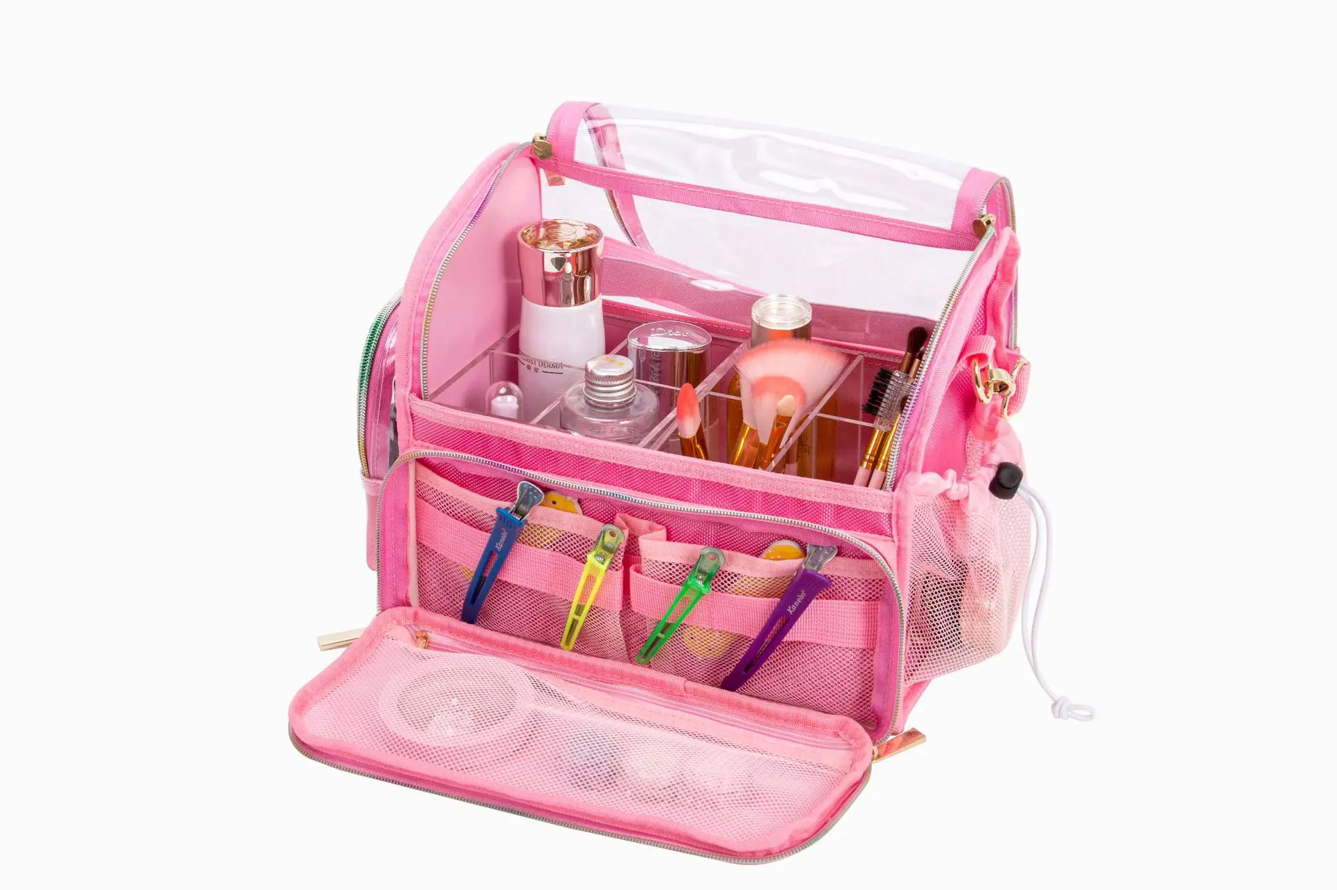 2023 New Pink Waterproof Cosmetic Holder Organizer Bag Cosmetic Brush Makeup Bag Beauty Case