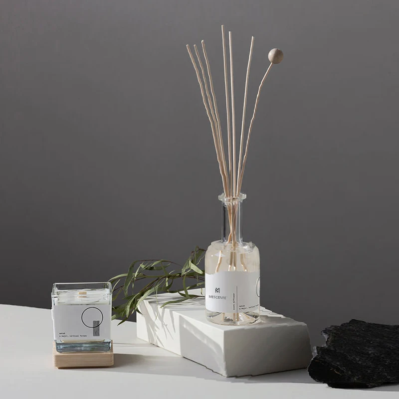 M&Scent Big Custom Box Packaging Wooden Bamboo Vase Essential Oil Reed Diffuser with Reed Sticks